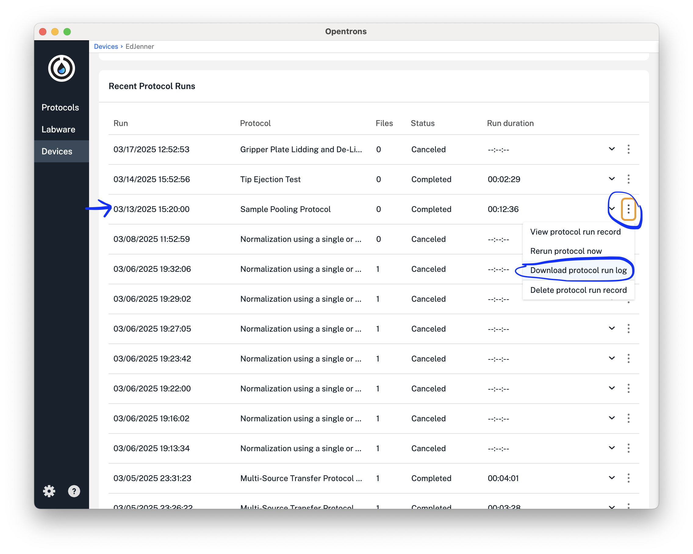 Opentrons App Screenshot